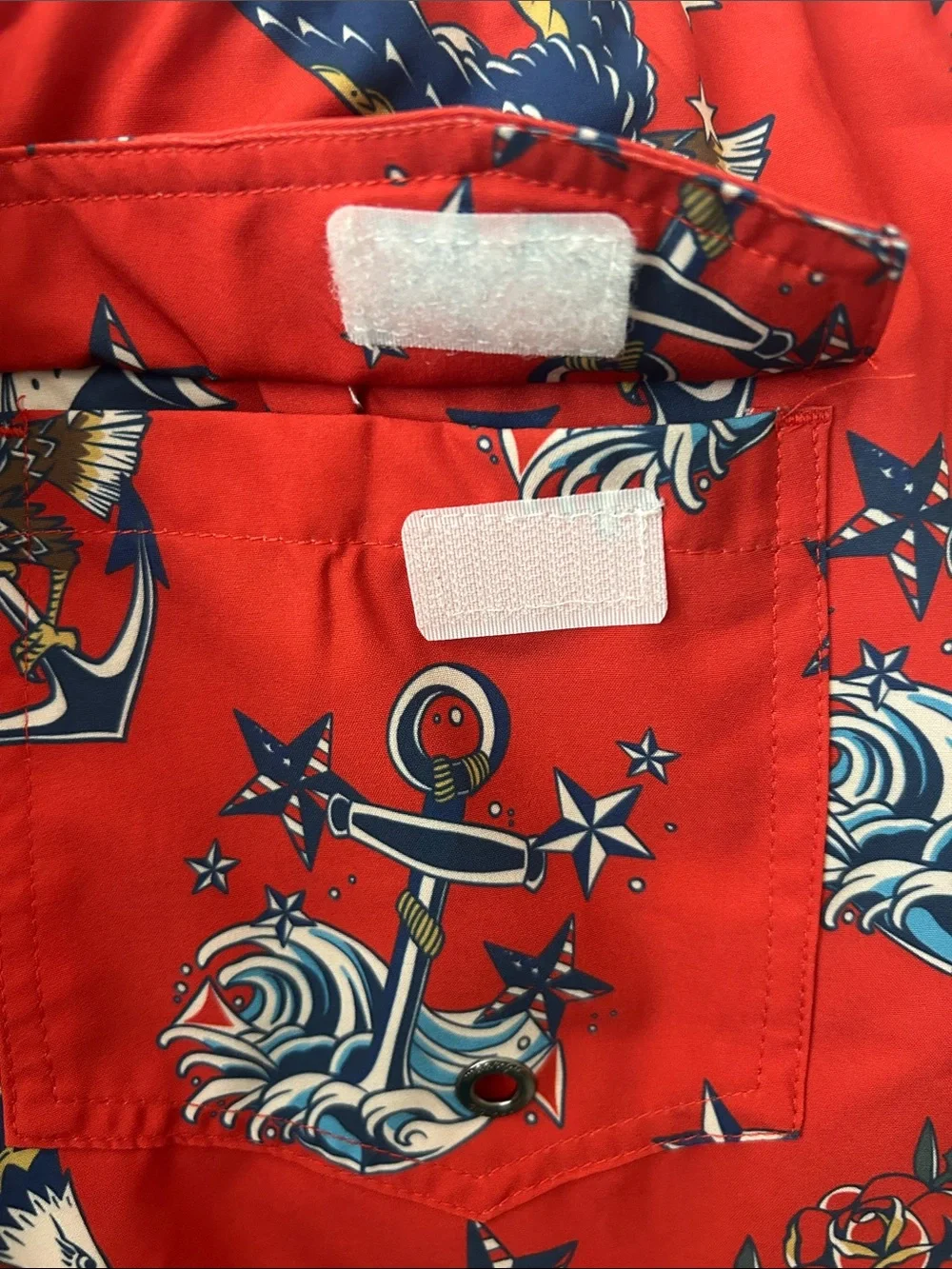 Men's Maamgic Red Nautical Print Swim Trunks